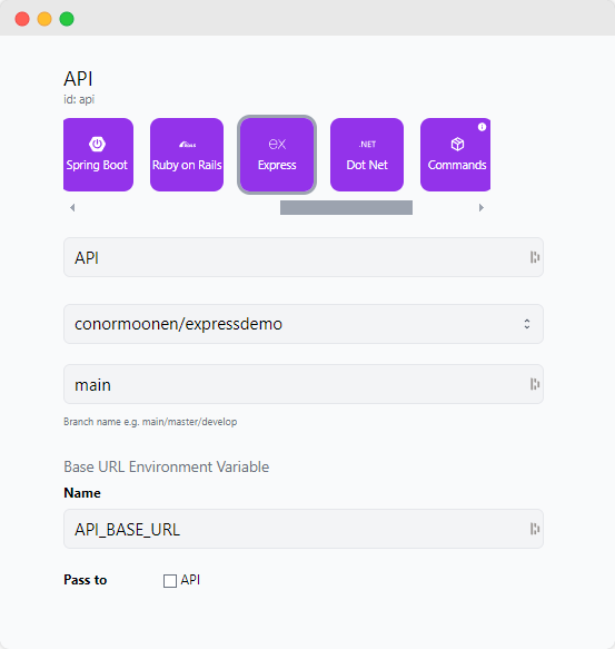Express Service Configuration