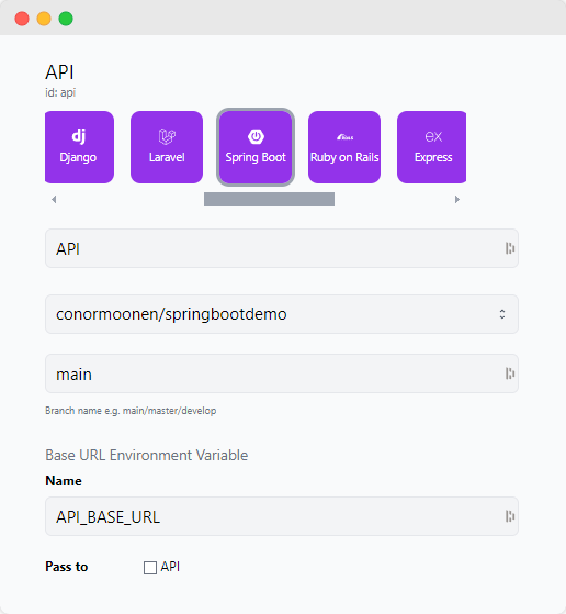 Springboot Service Configuration